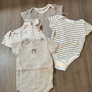 Assorted Baby Bodysuits - Gray, Cream, Blue